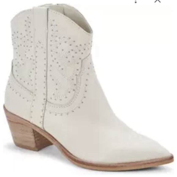 Dolce Vita Shoes - Dolce Vita Solow Stud Off White Leather Western Boot Womens Size 6.5 Cowgirl